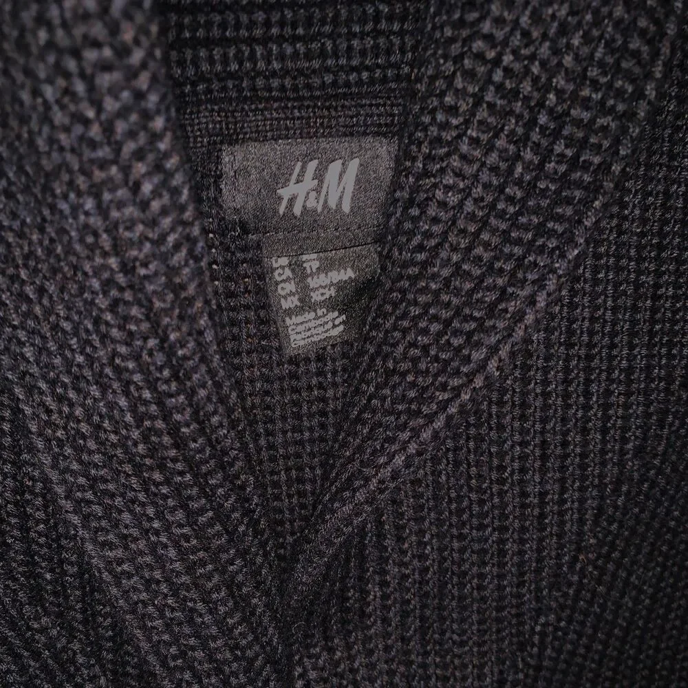 H&M Men's Navy Blue Black Ribbed Shawl Collar Cardigan Sweater Size Extra Small